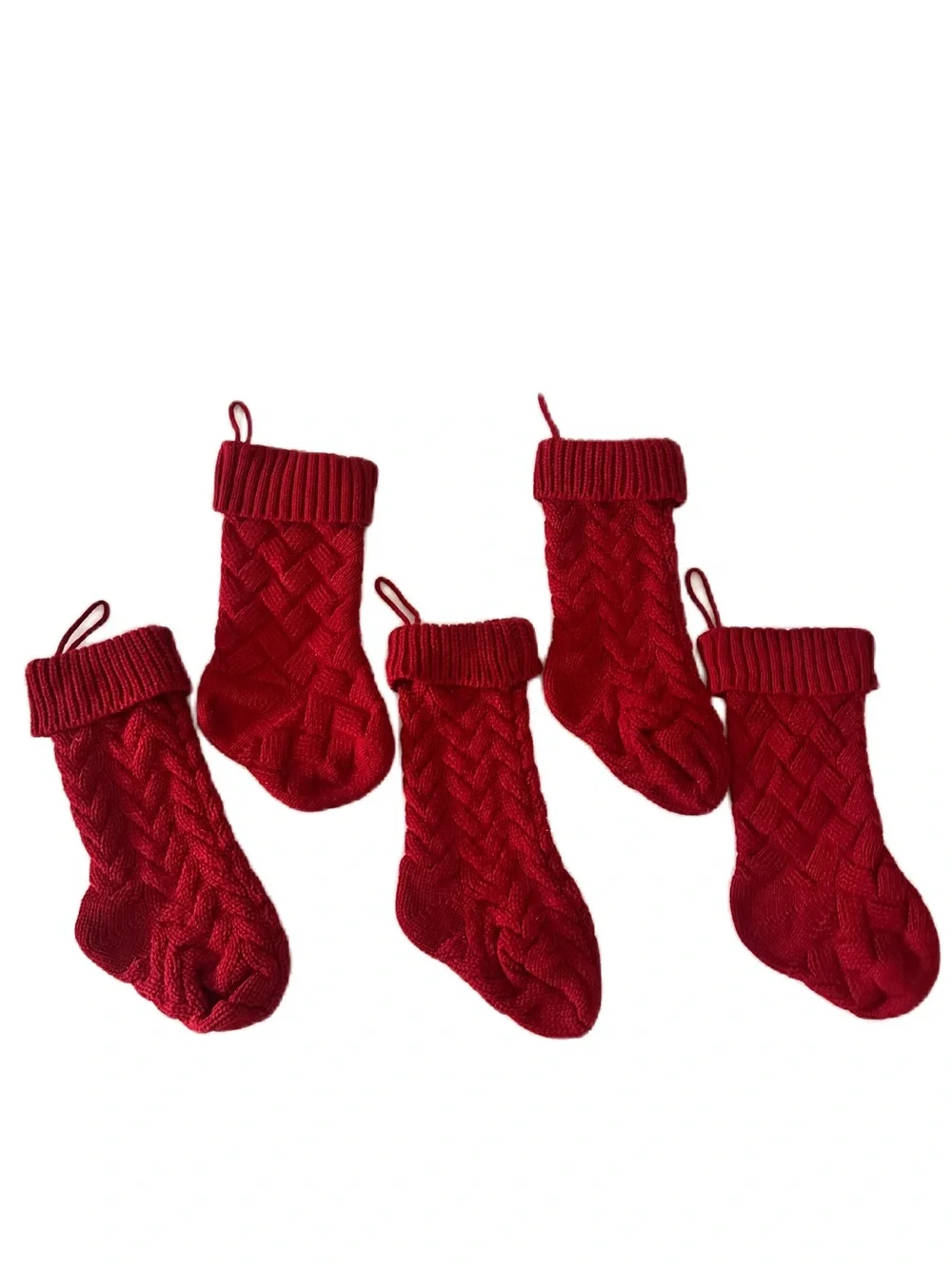 Cable Knit Christmas Stockings Holiday Mantel Decor Rustic Farmhouse Set 5